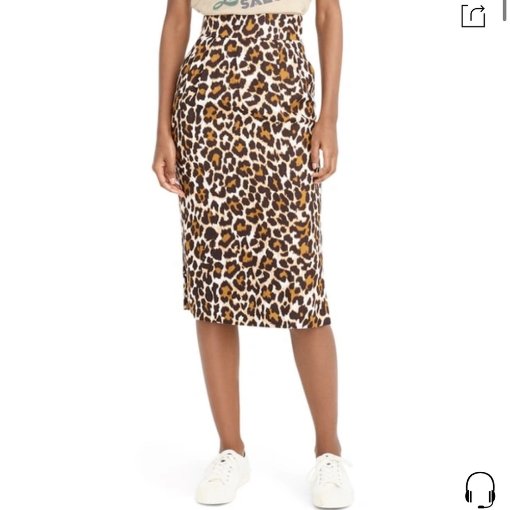 NWT J.Crew Linen Pencil Skirt in Leopard Print